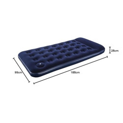 Pavillo Bestway 74" x 39" x 11"/1.88m x 99cm x 28cm Airbed Twin Built-in Foot Pump, Blau