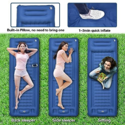 ORIEVIR Isomatte Camping, 12CM Verdicktes Aufblasbare Matratze mit Kissen und Fußpumpe,72cm Breiter Ultraleichte Luftmatratze