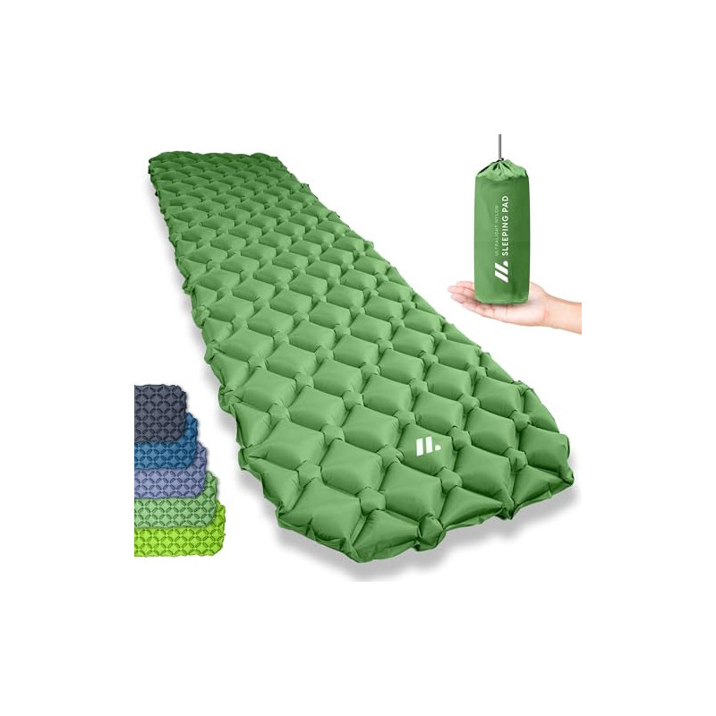 NORDMUT® 500g Isomatte Ultraleicht [mit Reparaturset] - Aufblasbare Luftmatratze Camping kleines Packmaß - Camping Matratze W