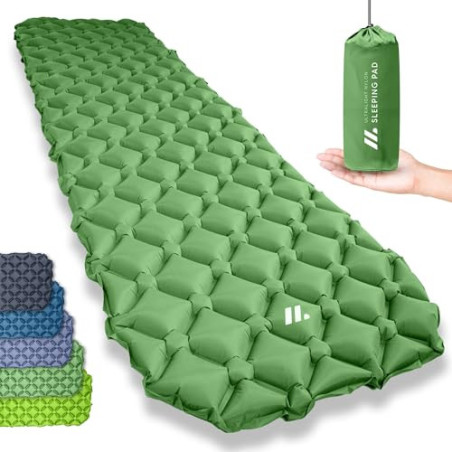 NORDMUT® 500g Isomatte Ultraleicht [mit Reparaturset] - Aufblasbare Luftmatratze Camping kleines Packmaß - Camping Matratze W