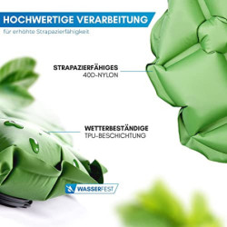 NORDMUT® 500g Isomatte Ultraleicht [mit Reparaturset] - Aufblasbare Luftmatratze Camping kleines Packmaß - Camping Matratze W