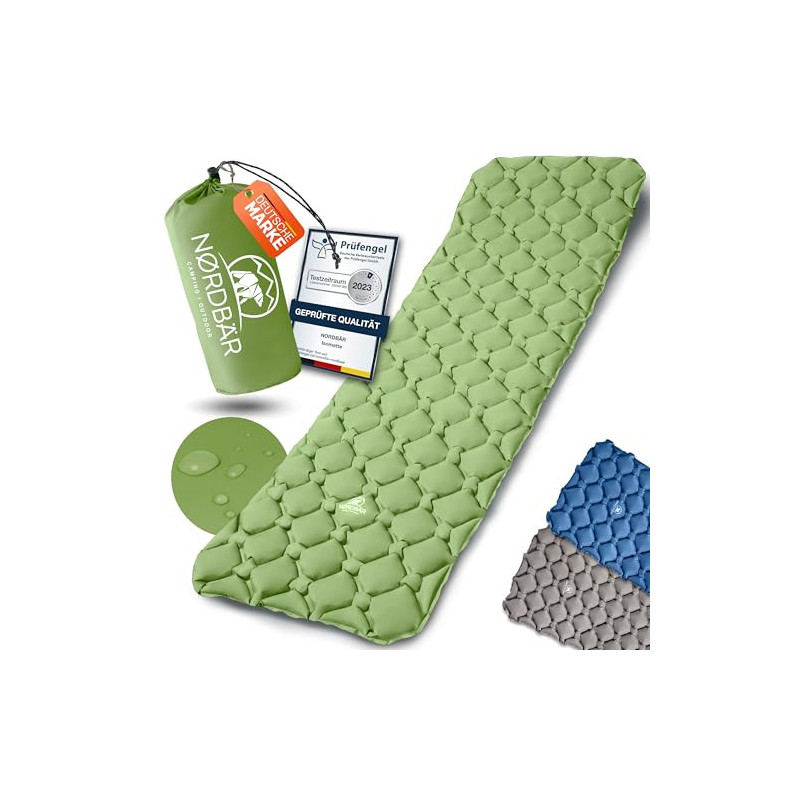 NORDBÄR® Camping Isomatte aufblasbar & Ultraleicht | Iso Luftmatratze kleines Packmaß für Camping, Outdoor & Zelten | Camping NORDBÄR® Camping Isomatte aufblasbar & Ultraleicht | Iso Luftmatratze kleines Packmaß für Camping, Outdoor & Zelten | Camping