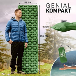 NORDBÄR® Camping Isomatte aufblasbar & Ultraleicht | Iso Luftmatratze kleines Packmaß für Camping, Outdoor & Zelten | Camping
