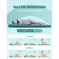Glymnis Isomatte Camping Aufblasbare Luftmatratze Outdoor 12CM Verdicktes Aufblasbare Matratze mit Fußpresse Pumpe und Kissen