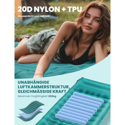 Glymnis Isomatte Camping Aufblasbare Luftmatratze Outdoor 12CM Verdicktes Aufblasbare Matratze mit Fußpresse Pumpe und Kissen