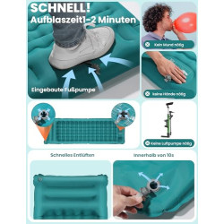 Glymnis Isomatte Camping Aufblasbare Luftmatratze Outdoor 12CM Verdicktes Aufblasbare Matratze mit Fußpresse Pumpe und Kissen