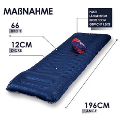 AKSOUL Isomatte Selbstaufblasend Luftmatratze Camping: Ultraleicht Outdoor 12CM Dick Verdickte Groß Zelt Aufblasbare Matratze