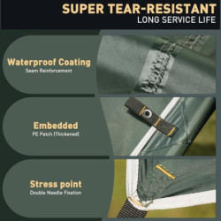 VOSOIR Tarp 3x3M Wasserdicht, Ultraleicht Camping Zeltplane, mit 9 Öse+6 Aluminiumstifte+8 Nylonseile, Anti-UV Schnee Regen S