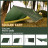 VOSOIR Tarp 3x3M Wasserdicht, Ultraleicht Camping Zeltplane, mit 9 Öse+6 Aluminiumstifte+8 Nylonseile, Anti-UV Schnee Regen S