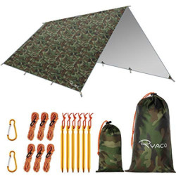 RYACO Tarp 3x4 m Wasserdicht Zeltplane Ultraleicht mit ösen + 6 Erdnägel + 6 Seilen, Anti-UV Schnee Regen Schutz Leicht Kompa