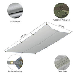 RYACO Tarp 3x4 m Wasserdicht Zeltplane Ultraleicht mit ösen + 6 Erdnägel + 6 Seilen, Anti-UV Schnee Regen Schutz Leicht Kompa