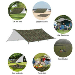 RYACO Tarp 3x4 m Wasserdicht Zeltplane Ultraleicht mit ösen + 6 Erdnägel + 6 Seilen, Anti-UV Schnee Regen Schutz Leicht Kompa