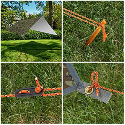 RYACO Tarp 3x3 m Wasserdicht Zeltplane Ultraleicht mit ösen + 6 Erdnägel + 6 Seilen, Anti-UV Schnee Regen Schutz Leicht Kompa