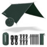 Bessport Zeltplane, Camping Zelt Tarp 3m x 3m Wasserdicht PU3000 mm Tarp für Hängematte, mit Ösen & 6 Aluminiumstifte & 8 Nyl
