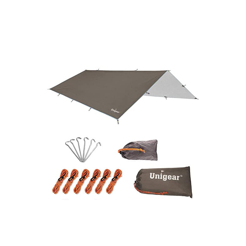 Unigear Regen-Abdeckplane, Tarp Rain Fly, Zeltdach, wasserdicht, Wanderschutz, faltbar, leicht, wasserdicht, Schutz gegen Reg Unigear Regen-Abdeckplane, Tarp Rain Fly, Zeltdach, wasserdicht, Wanderschutz, faltbar, leicht, wasserdicht, Schutz gegen Reg
