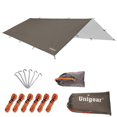 Unigear Regen-Abdeckplane, Tarp Rain Fly, Zeltdach, wasserdicht, Wanderschutz, faltbar, leicht, wasserdicht, Schutz gegen Reg