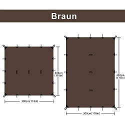 KALINCO Zeltplane Tarp für Camping Hängematte Regenschutz Multifunktionales UV Schutz Sonnensegel Zelt  Braun 3X3M 