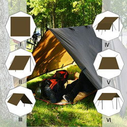 KALINCO Zeltplane Tarp für Camping Hängematte Regenschutz Multifunktionales UV Schutz Sonnensegel Zelt  Braun 3X3M 