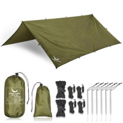 PURE HANG Premium Zeltplane Tarp 3x3 für Hängematte Outdoor Camping Wasserdicht mit Ösen Sonnensegel Strand Ultra-Leicht Sonn