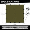 PURE HANG Premium Zeltplane Tarp 3x3 für Hängematte Outdoor Camping Wasserdicht mit Ösen Sonnensegel Strand Ultra-Leicht Sonn