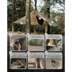 OneTigris Proteus Camping Tarp, wasserdicht leicht Zeltplane, Regenschutz Zelt, Hängematte Tarp, ideal für Camping, Wandern, 