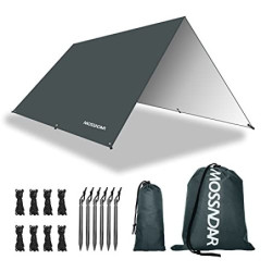 MOSSNDAR Tarp 3x3 Wasserdicht, Sonnensegel Zeltplane Wasserdicht mit ösen PU 3000mm, UV 50+ Camping Tarp Ultraleicht für Häng