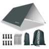MOSSNDAR Tarp 3x3 Wasserdicht, Sonnensegel Zeltplane Wasserdicht mit ösen PU 3000mm, UV 50+ Camping Tarp Ultraleicht für Häng
