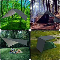MOSSNDAR Tarp 3x3 Wasserdicht, Sonnensegel Zeltplane Wasserdicht mit ösen PU 3000mm, UV 50+ Camping Tarp Ultraleicht für Häng