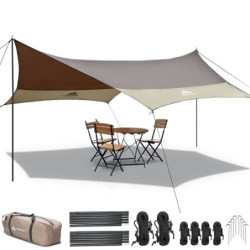 Forceatt Zeltplane, 3,7 * 4,3 m Tarp Ultraleicht mit 6 Umreifungspunkten, Tarp Wasserdicht Kann mit Zelt und Hängematte in Ca