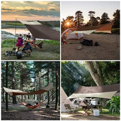 Forceatt Zeltplane, 3,7 * 4,3 m Tarp Ultraleicht mit 6 Umreifungspunkten, Tarp Wasserdicht Kann mit Zelt und Hängematte in Ca