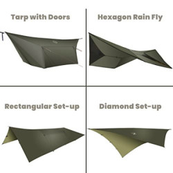 onewind Hängemattenplane, Regenfliege, Ultraleicht, große Abdeckung, Unterstand mit Türen, tragbar für Winter-Bushcraft, Zelt