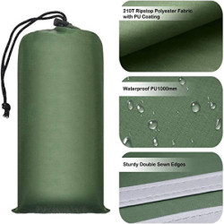 Ahsado Zeltplane, Camping Zelt Tarp, Outdoor Plane/Zeltmatte/Zeltunterlage, wasserdichte Picknickdecke mit Tragetasche  M:180