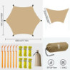 4,5x4,5m Großes Camping Tarp Zelt Ultraleicht Wasserdicht Multifunktional Awning Hexagon Tarpaulin Shelter für Auto Bushcraft