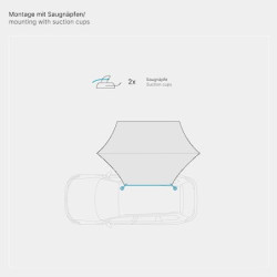 qeedo Motor Tarp Car Sonnensegel, Auto-Vordach mit UV80-Schutz, wasserdicht & lichtundurchlässig, einfache Saugnapf-Montage, 
