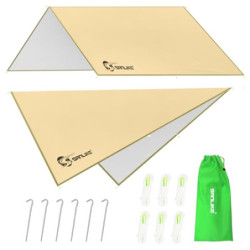 SAN LIKE Tarp 3x3m Wasserdicht, Zeltplane Ultraleicht mit ösen + 6 Heringe + 6 Seilen, Zeltplane für Hängematte, Sonnenschutz