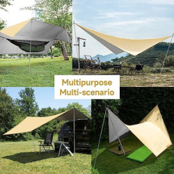 SAN LIKE Tarp 3x3m Wasserdicht, Zeltplane Ultraleicht mit ösen + 6 Heringe + 6 Seilen, Zeltplane für Hängematte, Sonnenschutz