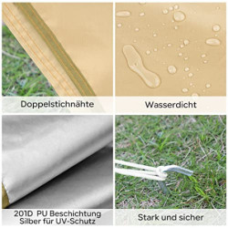 SAN LIKE Tarp 3x3m Wasserdicht, Zeltplane Ultraleicht mit ösen + 6 Heringe + 6 Seilen, Zeltplane für Hängematte, Sonnenschutz