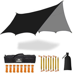 5x5m Groß Hängematte Tarp Wasserdicht Zeltplane Hexagon Camping Plane Regenplane Picknick Zelt Matte Outdoor Survival Ausrüst