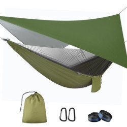 OTraki Hängematte Outdoor mit Tarp Moskitonetz 290cm x 140cm Ultraleicht Wasserdicht Camping Hammock Hängematten mit Insekten