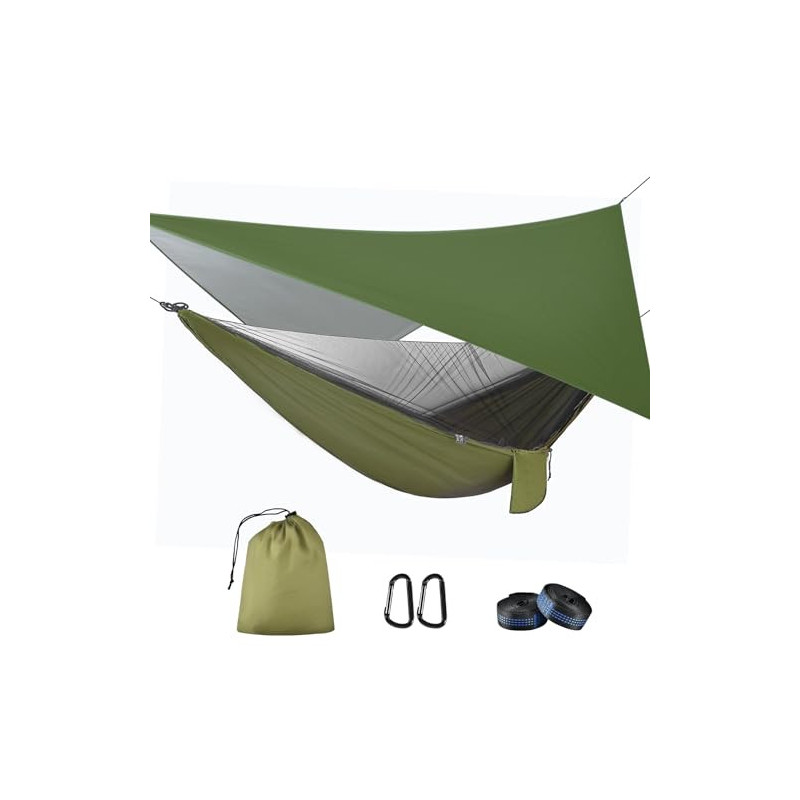 OTraki Hängematte Outdoor mit Tarp Moskitonetz 290cm x 140cm Ultraleicht Wasserdicht Camping Hammock Hängematten mit Insekten OTraki Hängematte Outdoor mit Tarp Moskitonetz 290cm x 140cm Ultraleicht Wasserdicht Camping Hammock Hängematten mit Insekten