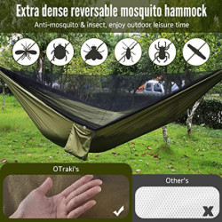 OTraki Hängematte Outdoor mit Tarp Moskitonetz 290cm x 140cm Ultraleicht Wasserdicht Camping Hammock Hängematten mit Insekten