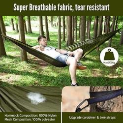 OTraki Hängematte Outdoor mit Tarp Moskitonetz 290cm x 140cm Ultraleicht Wasserdicht Camping Hammock Hängematten mit Insekten