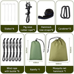 OTraki Hängematte Outdoor mit Tarp Moskitonetz 290cm x 140cm Ultraleicht Wasserdicht Camping Hammock Hängematten mit Insekten