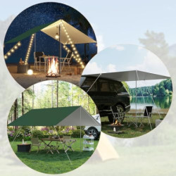 WOLTU Zeltplane Wasserdicht 3x4 m PU 3000 mm, UV-Schutzplane Tarp mit 2 Stützstangen, multifunktionale Ultraleicht Camping Pl