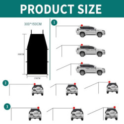 Auto Vorzelt Heckklappe 300 * 200cm,Kamanan Wasserabweisendes Sonnensegel,wasserdichte Auto-Campingzelt,Auto-Vordach,Heckklap