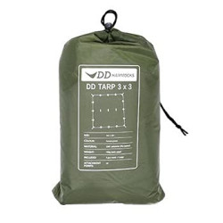 DD Hammocks DD 3x3 Abdeckplane mit 4 Heringen und Abspannleinen für Camping, Wald und Pfadfinder, Waldgrün, 100% wasserdicht