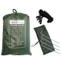 DD Hammocks - DD Tarp 3,5 x 3,5 - Olivgrün - Leichte Abdeckplane komplett wasserdicht für Outdoor-Hängematte, Camping und Bus