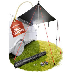 LAINFELD Vorzelt Auto | 2,2 x 2,5 m Sonnensegel mit 3 x Keder und 2 x Teleskopstange | Sonnensegel Camping Busvorzelt Markise