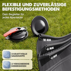 LAINFELD Vorzelt Auto | 2,2 x 2,5 m Sonnensegel mit 3 x Keder und 2 x Teleskopstange | Sonnensegel Camping Busvorzelt Markise