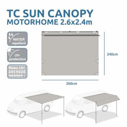 your GEAR Motorhome Cotton Tarp TC 260 x 240 Sonnensegel inkl. Aufstellstangen für Camping Bus, Van, Auto